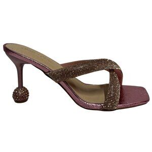 CHASE+CHLOE / Olla-1 / Pink / Rhinestone Embellished Cross-Strap / Heeled Sandal